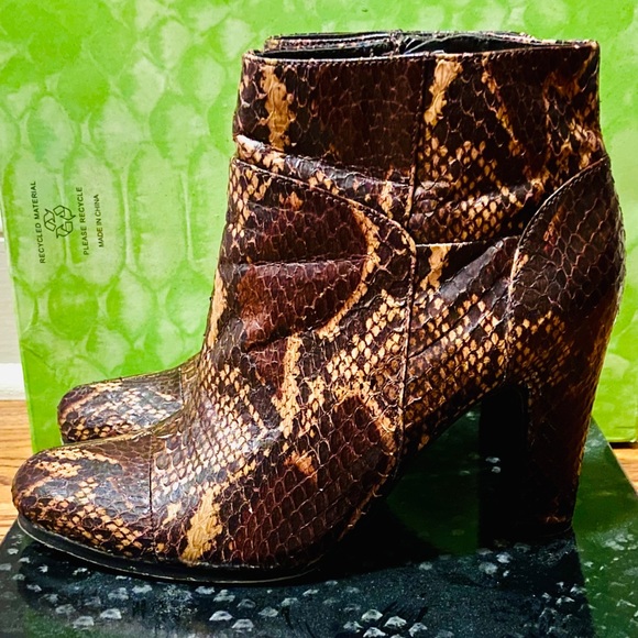 👣Sam Edelman Boots Ankle Python Salina 2 Chocolate 6 - Picture 12 of 13